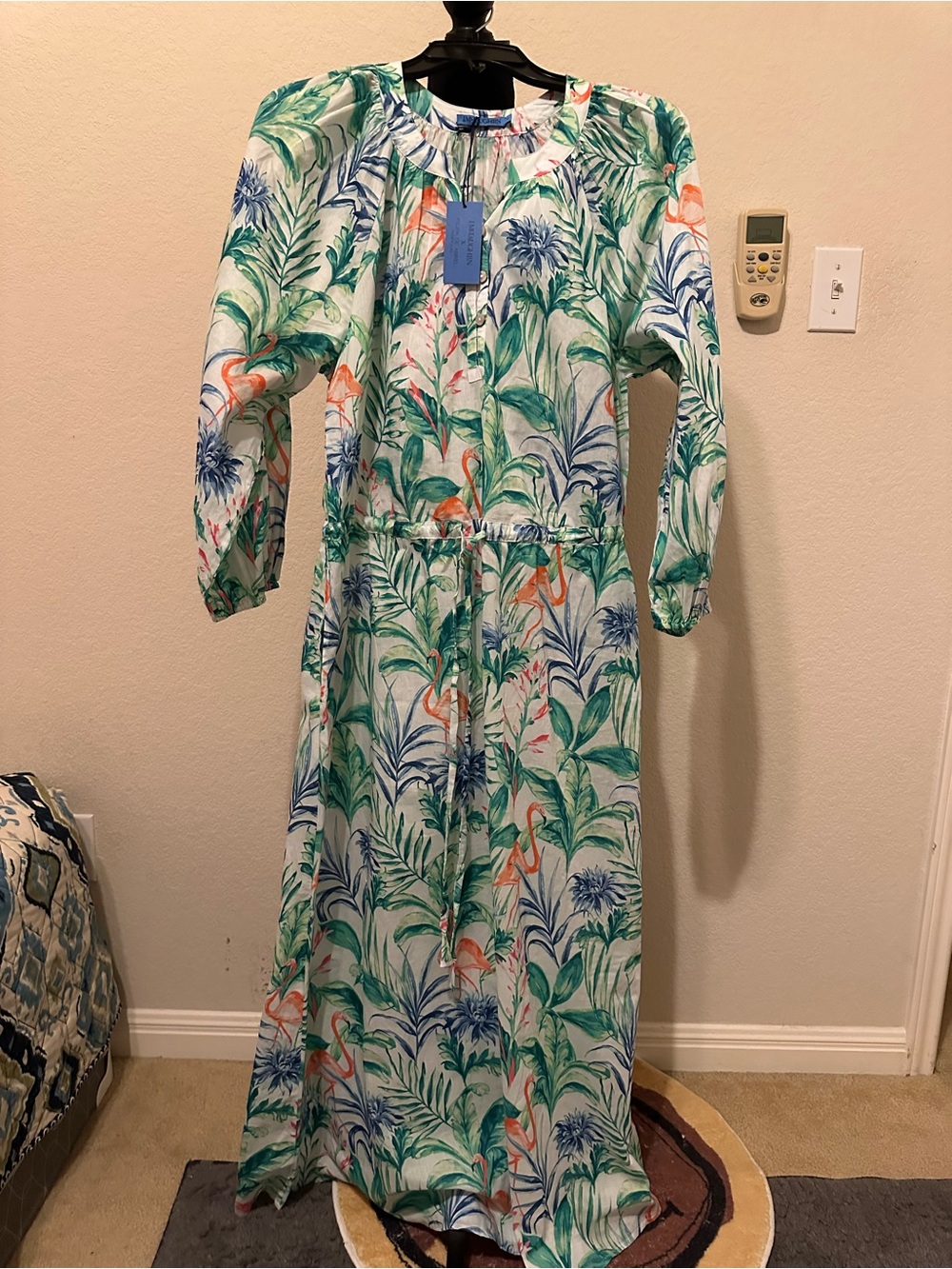 J.McLaughlin Daniella Dress Women's Tropical Botanical Tie-Waist Maxi Dress SzM - Picture 6 of 14
